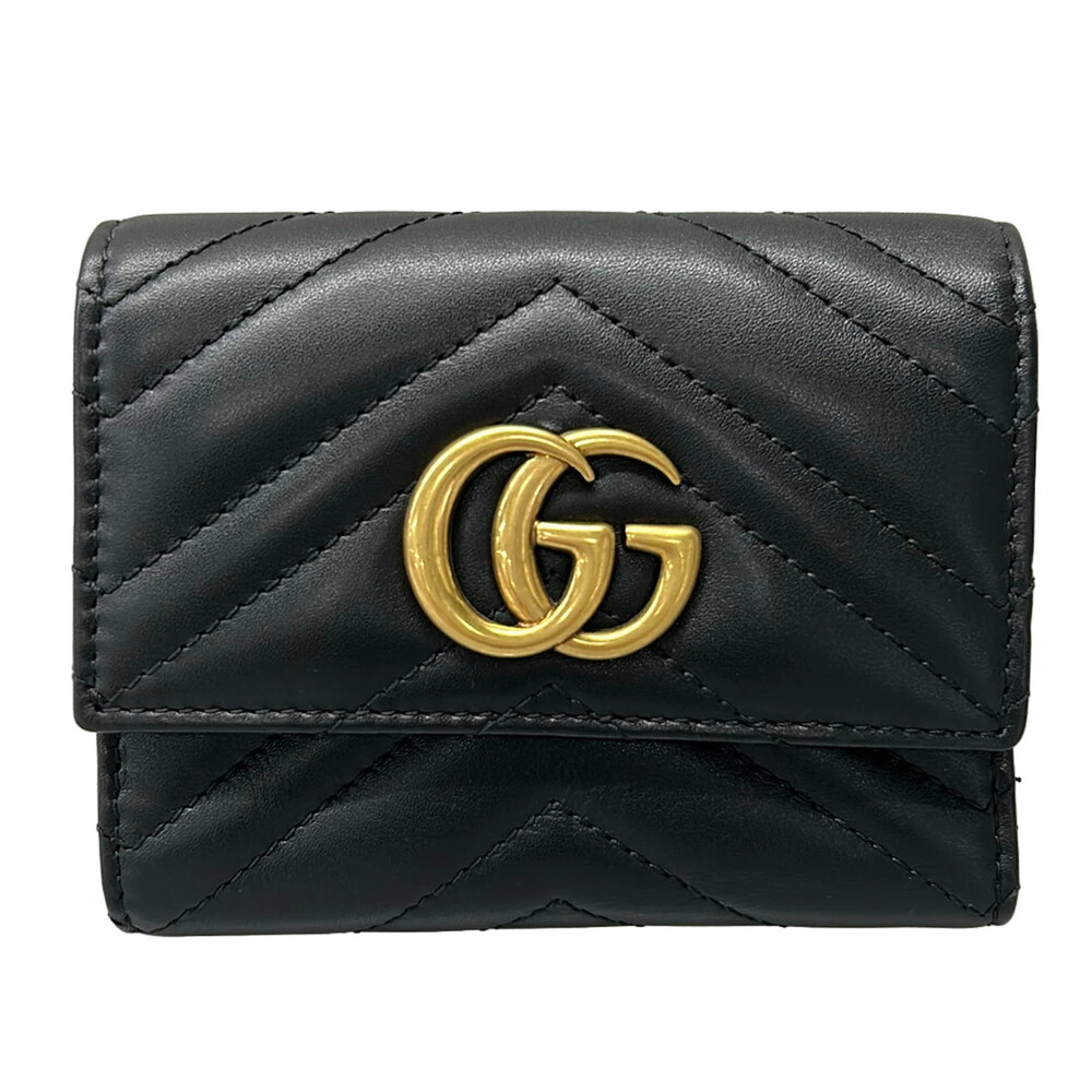 Gucci Gg Marmont Black Leather Trifold #334486G73B